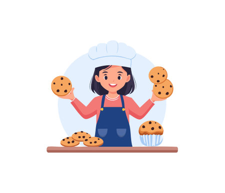 Little Baker with Cookiesのイラスト素材