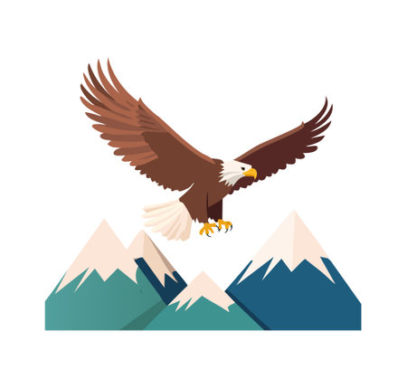 eagle soaring above mountain peaksのイラスト素材