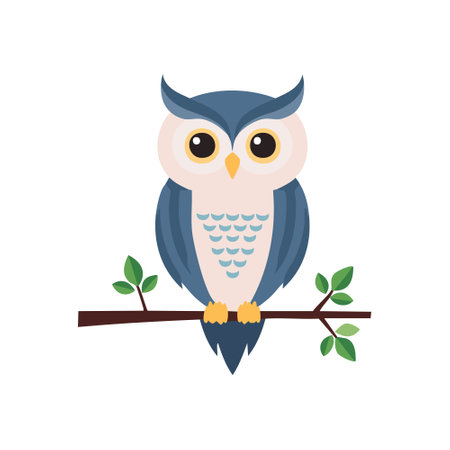 owl perched on a branch with starsのイラスト素材