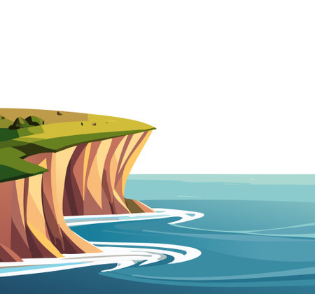 Sea Cliffs with Birds Soaringのイラスト素材