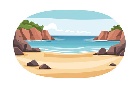 Quiet Cove with Sand and Stonesのイラスト素材