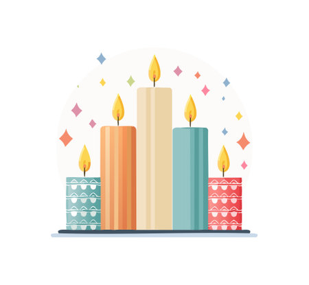 set of candles decoratedのイラスト素材