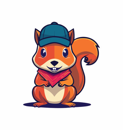 squirrel sporting a team scarf and capのイラスト素材