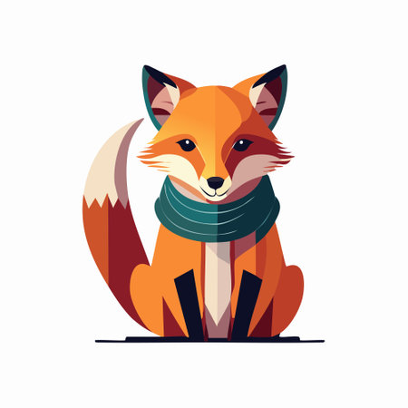 fox wearing a scarfのイラスト素材