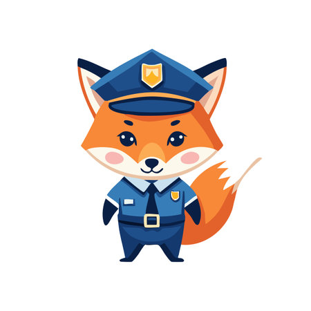 sly fox in a police uniform with a badgeのイラスト素材