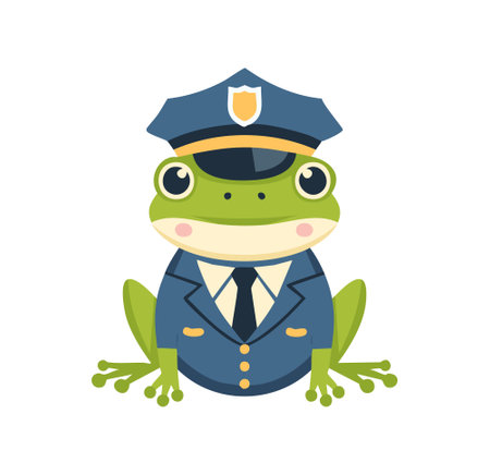 frog in a uniform and police capのイラスト素材