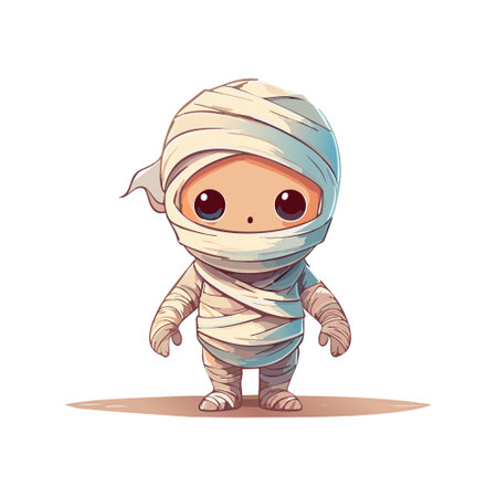Tiny Mummy Wrapped in Pastel Bandagesのイラスト素材