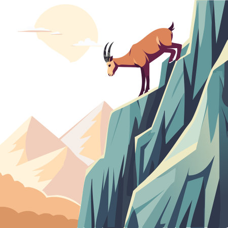 Mountain Goat Climbing Rocky Cliffsのイラスト素材