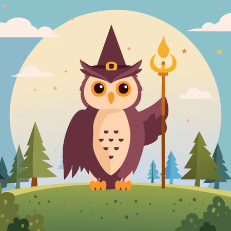 Mage Owl with a Staffのイラスト素材