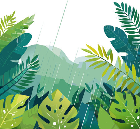 Rainy Day in a Dense Jungleのイラスト素材