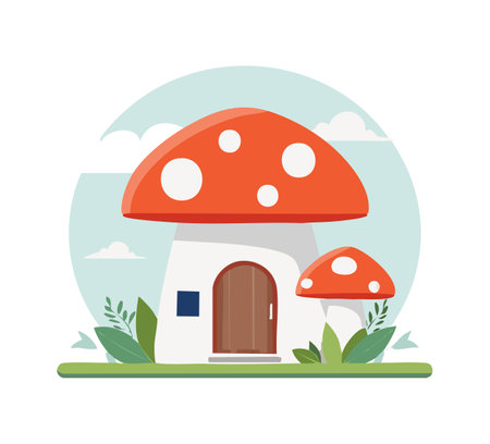 Mushroom Cottage illustrationのイラスト素材