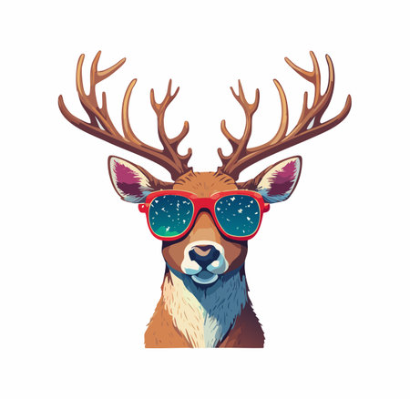 Playful Reindeer with Holiday Sunglassesのイラスト素材