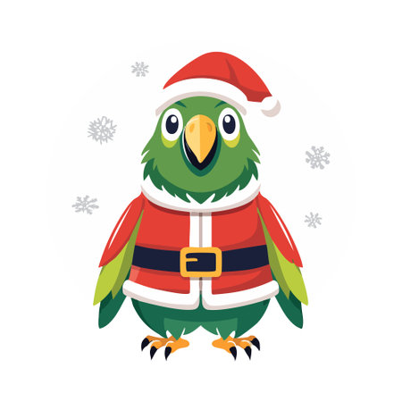 Cute Parrot with santa costumeのイラスト素材