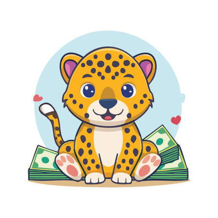 Cute Cheetah with moneyのイラスト素材