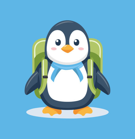 Cute Penguin with large backpackのイラスト素材