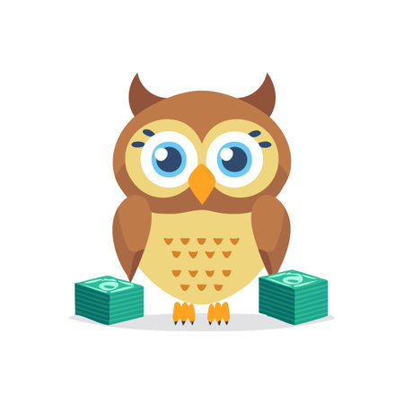 Cute Owl with moneyのイラスト素材