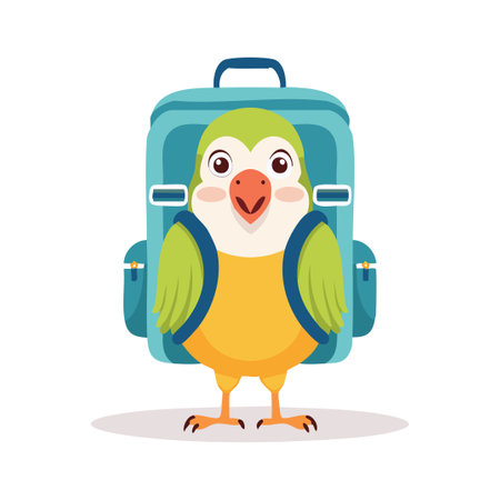 Cute Parrot with large backpackのイラスト素材