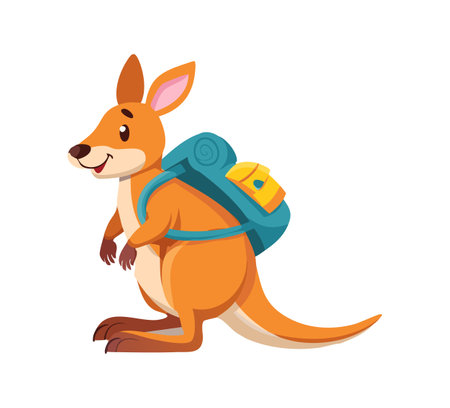 Cute Kangaroo with large backpackのイラスト素材