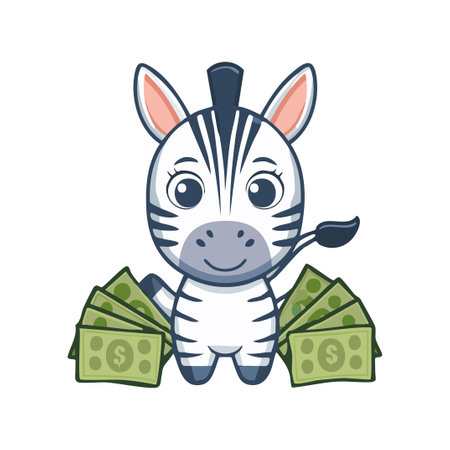 Cute Zebra with moneyのイラスト素材