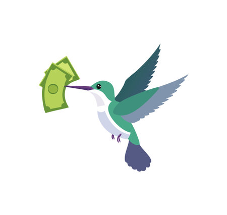 Cute Hummingbird with moneyのイラスト素材