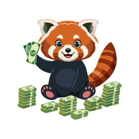 Cute Red Panda with moneyのイラスト素材