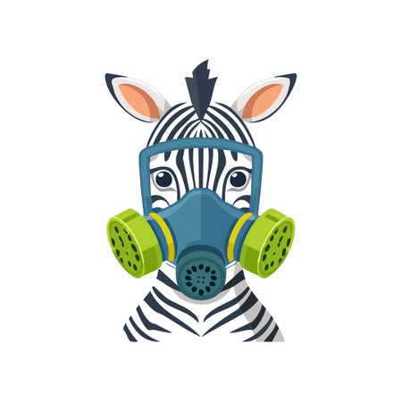 Zebra wearing a gas maskのイラスト素材