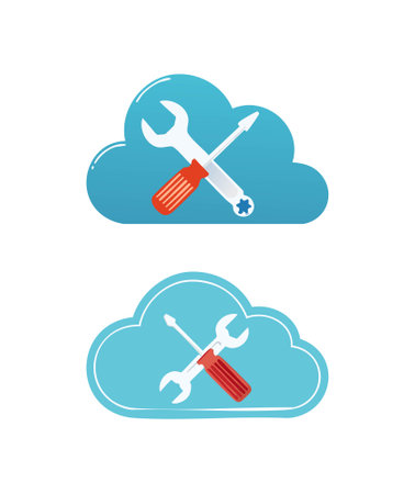 cloud with tools like a wrenchのイラスト素材