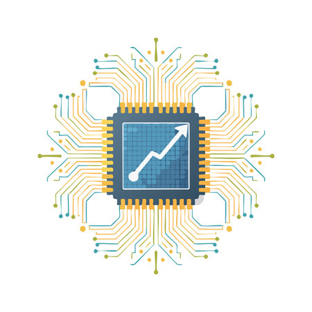 chip with lines leading to graphsのイラスト素材