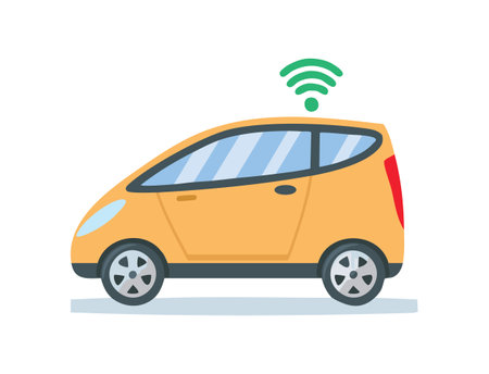 A Self-driving Car simple illustrationのイラスト素材