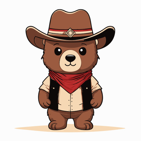 A Cute Bear with Cowboy Hatのイラスト素材