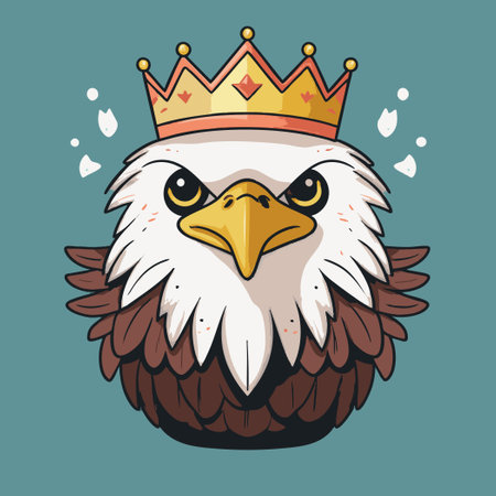 Illustration Cute Eagle with crownのイラスト素材