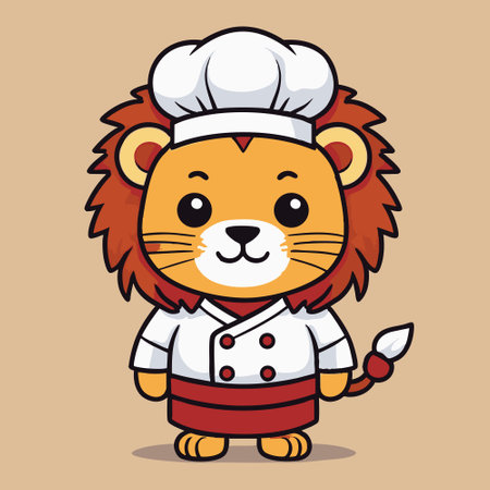 a Cute Lion in a chef costumeのイラスト素材