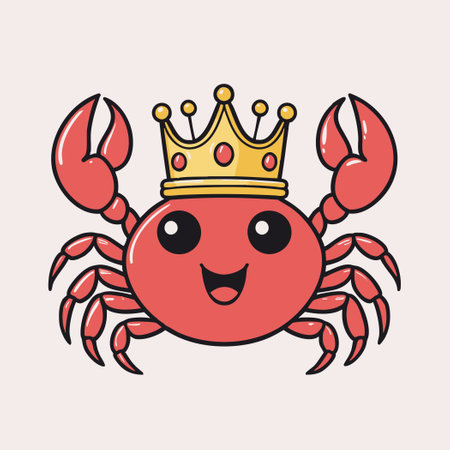 Cute Crab with crownのイラスト素材