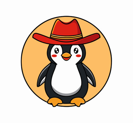 Cute Penguin with Cowboy Hatのイラスト素材