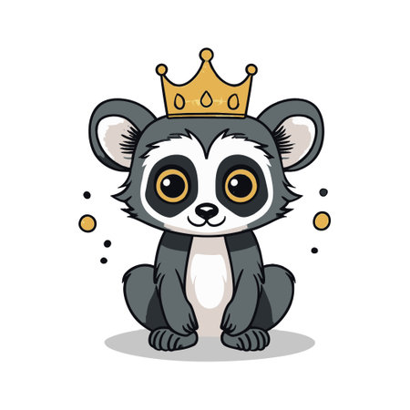 Cute Lemur with crownのイラスト素材