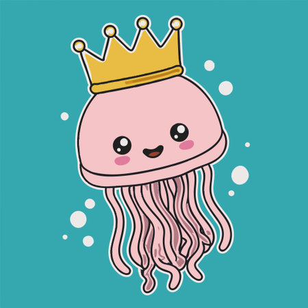 Cute Jellyfish with crownのイラスト素材