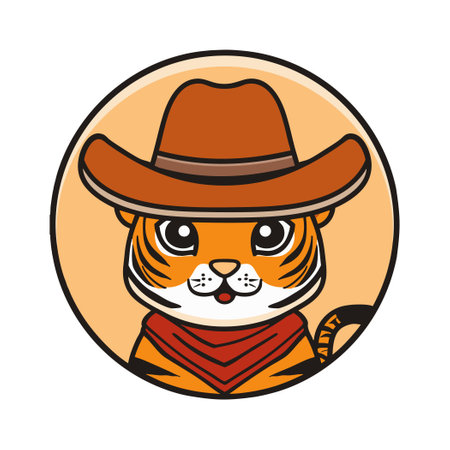 Cute Tiger with Cowboy Hatのイラスト素材