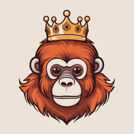 Illustration Cute Orangutan with crownのイラスト素材