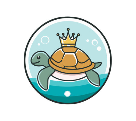 Illustration Cute Sea Turtle with crownのイラスト素材