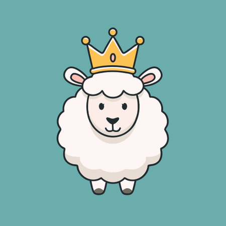 Illustration Cute Sheep with crownのイラスト素材