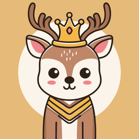 a Cute Deer with crownのイラスト素材