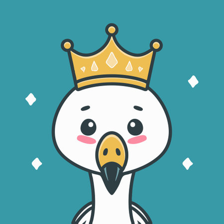 Illustration Cute Crane with crownのイラスト素材