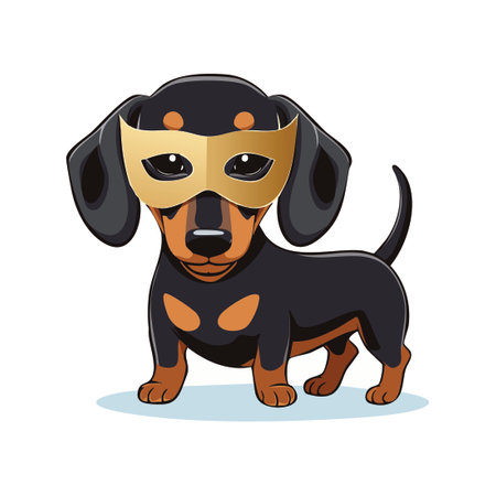Dachshund with Theater Maskのイラスト素材