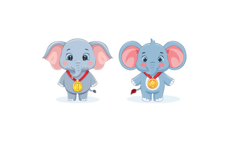 Cute Elephant with Medalのイラスト素材