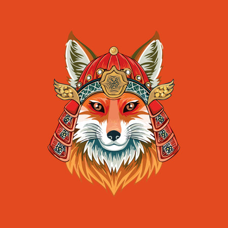 Fox with tengu maskのイラスト素材