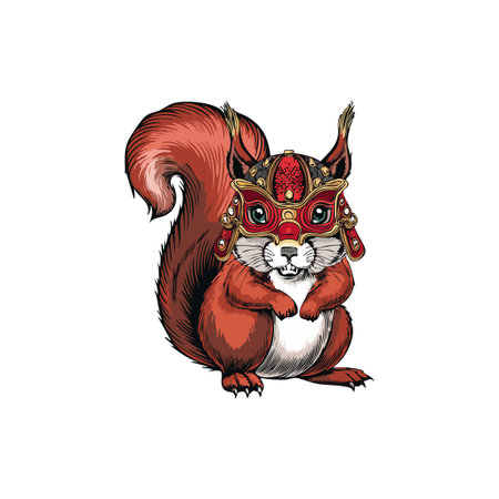 Squirrel with tengu maskのイラスト素材