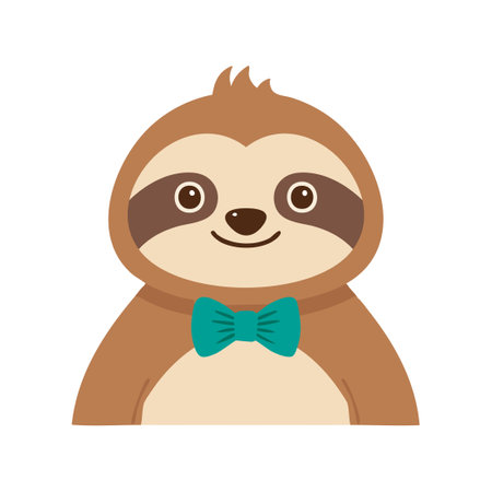 flat vector Cute Sloth with Bow Tieのイラスト素材