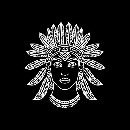 Woman Aztec Black and Whiteのイラスト素材
