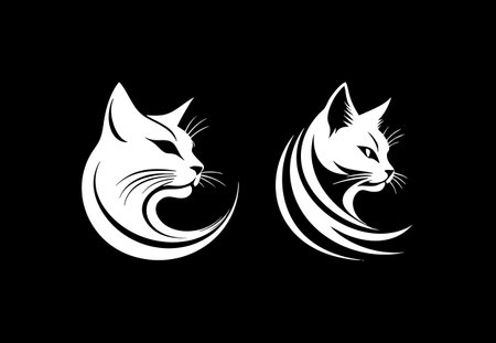 Cat Logo Black and Whiteのイラスト素材