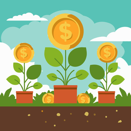 garden with money plantsのイラスト素材